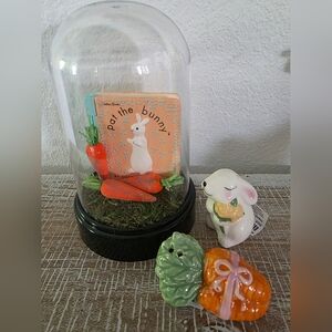 Pat the Bunny Decorative Dome with Orange Carrots and New Salt & Pepper Shakers